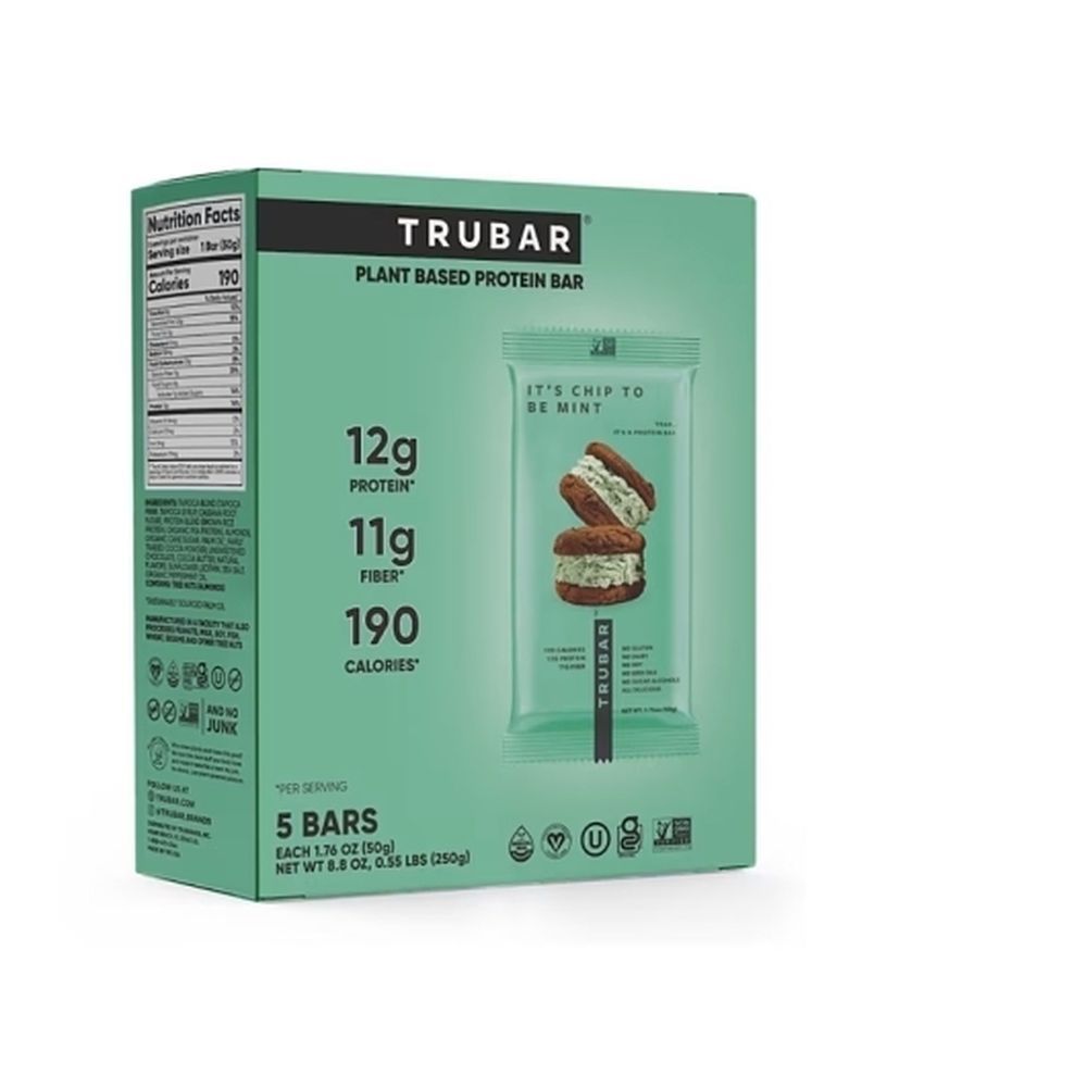Trubar It's Mint To Be Chip Vegan Protein Bar, 5 Count -- 6 Per Case