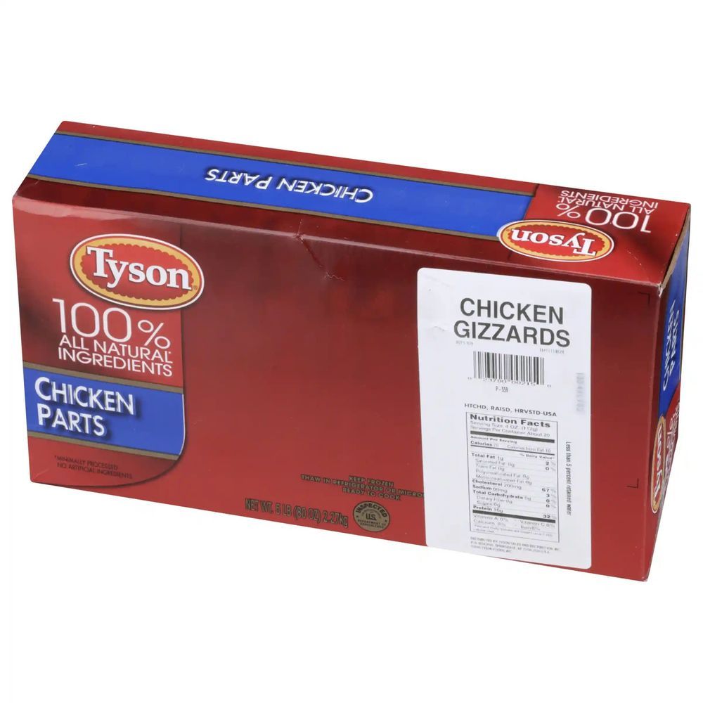 Tyson Uncooked Unbreaded Chicken Gizzards, 5 Pound -- 6 Per Case
