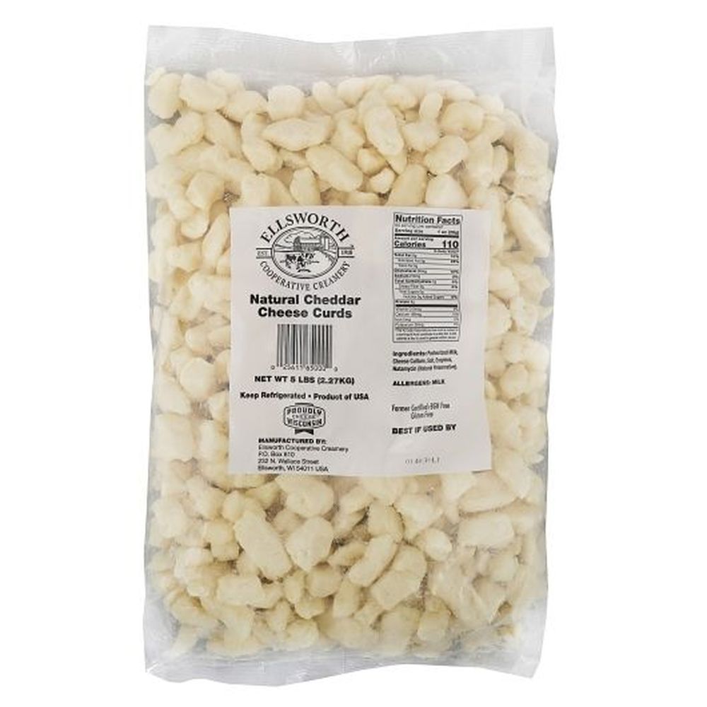 Ellsworth Natural White Cheddar Cheese Curds, 5 Pound -- 6 Per Case