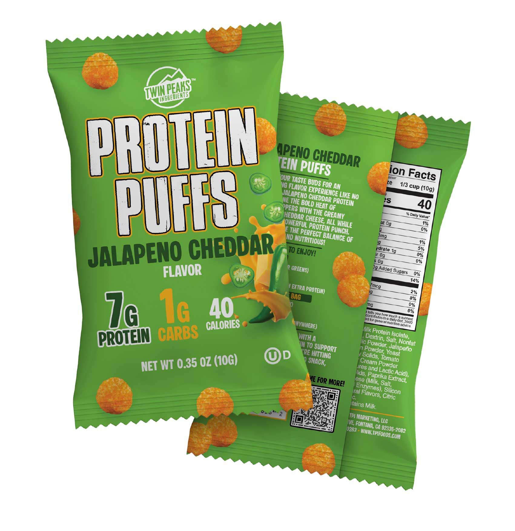 Twin Peaks Ingredients Jalapeno Cheddar Protein Puffs, 10 Grams -- 500 Per Case