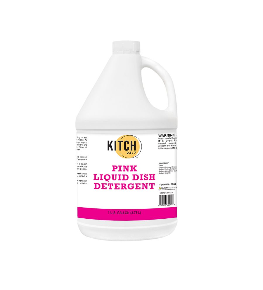 Kitch 24/7 Chemicals Pink Liquid Dish Detergent, 1 Gallon -- 4 Per Case
