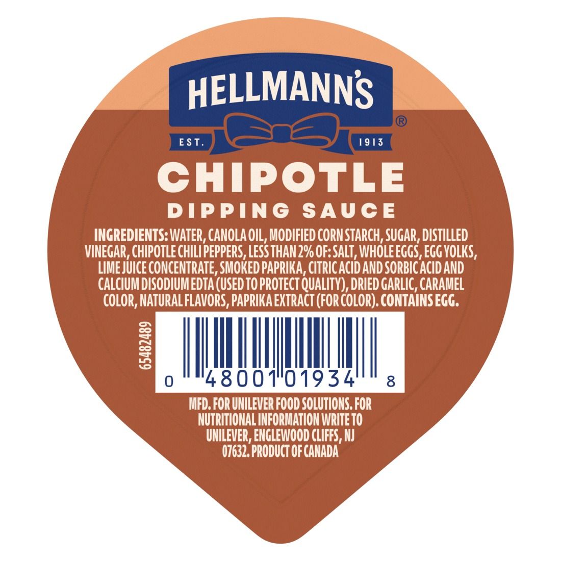 Hellmann's Chipotle Mayonnaise Single Serve Dip Cup, 1 Ounce -- 10 Per Case