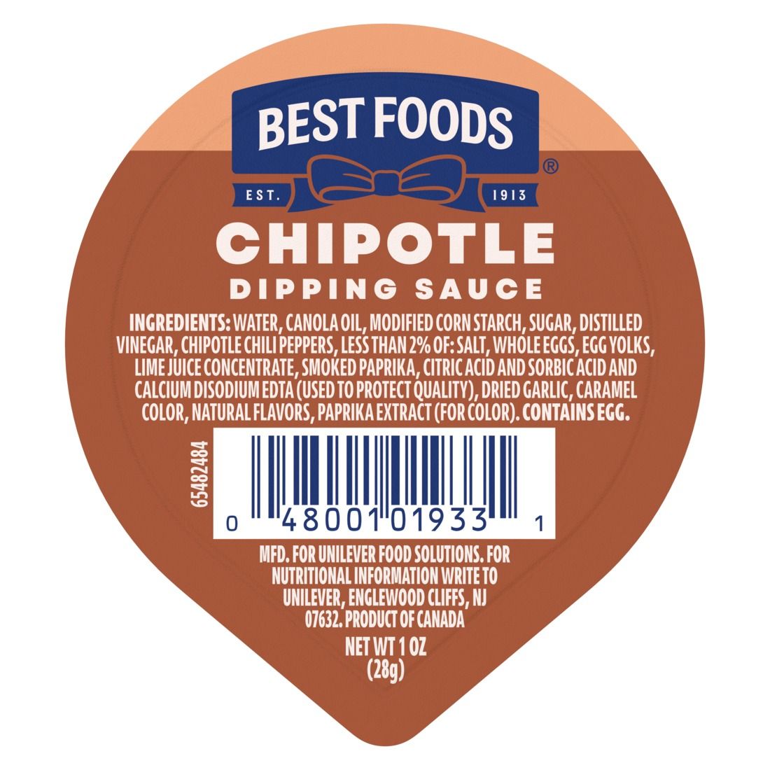 Best Foods Chipotle Mayonnaise Single Serve Dip Cup, 1 Ounce -- 10 Per Case