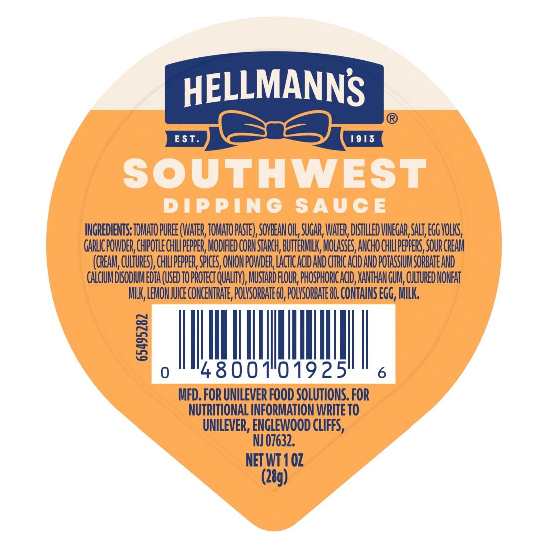 Hellmann's Real Southwest Sauce Single Serve Dip Cup, 1 Ounce -- 10 Per Case