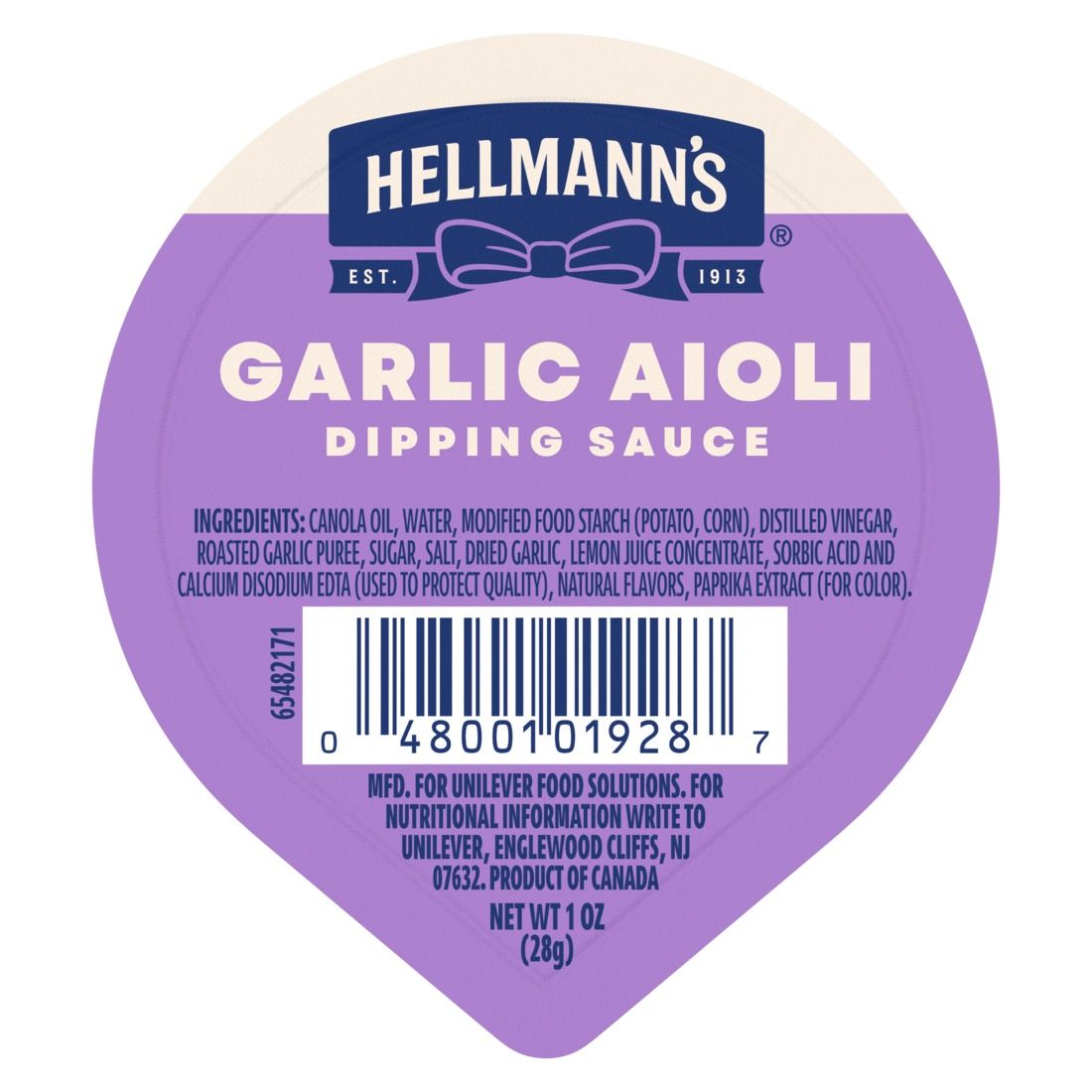 Hellmann's Real Garlic Aioli Single Serve Dip Cup, 1 Ounce -- 10 Per Case