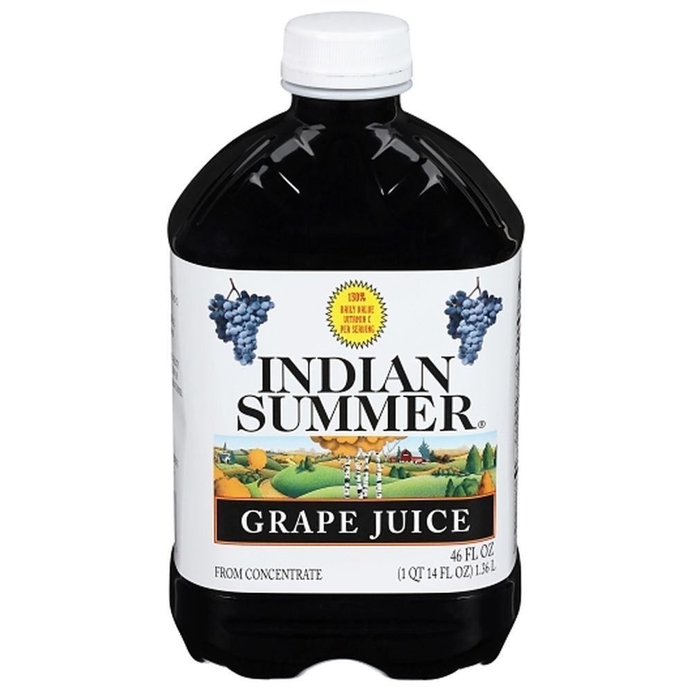 Indian Summer Unsweetened Grape Juice, 46 Ounce -- 12 Per Case