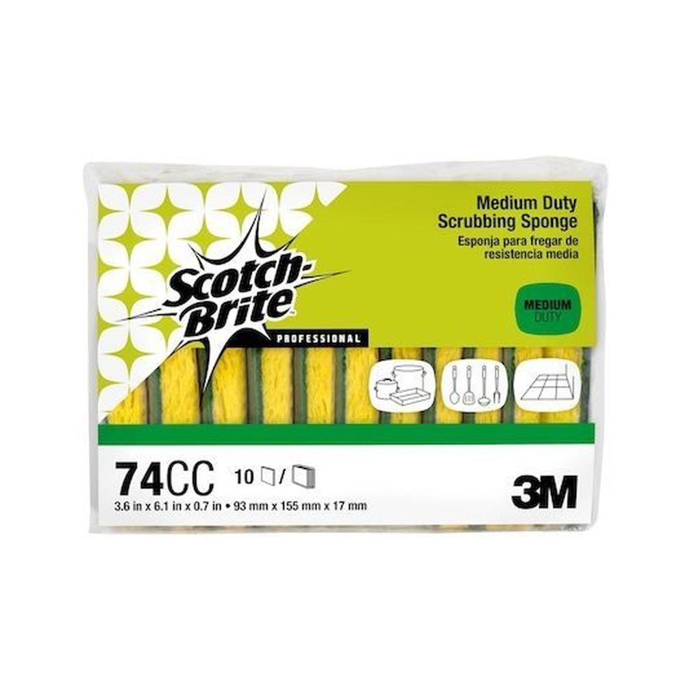 Scotch Brite Professional 6.1 X 3.6 X 0.7 Inch Medium Duty Scrubbing Sponge, 10 Count -- 6 Per Case