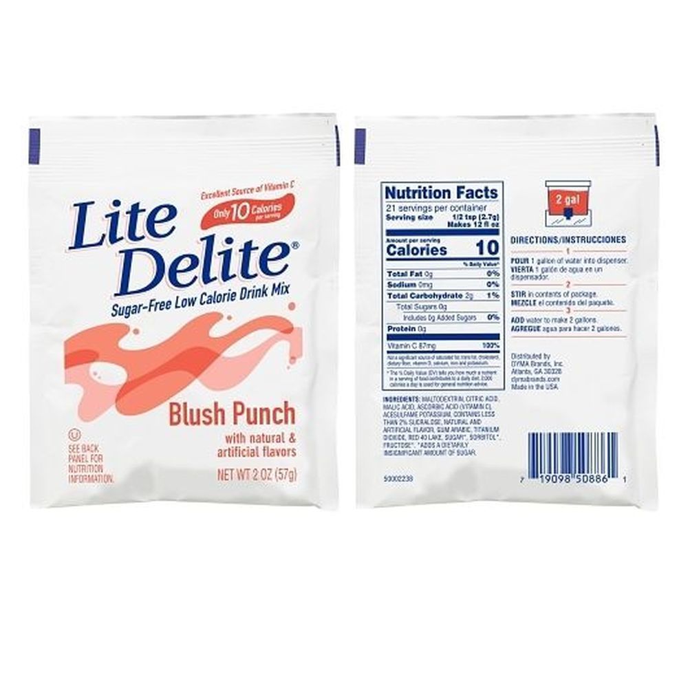 Lite Delite Sugar Free Blush Punch Drink Mix, 2 Ounce -- 12 Per Case