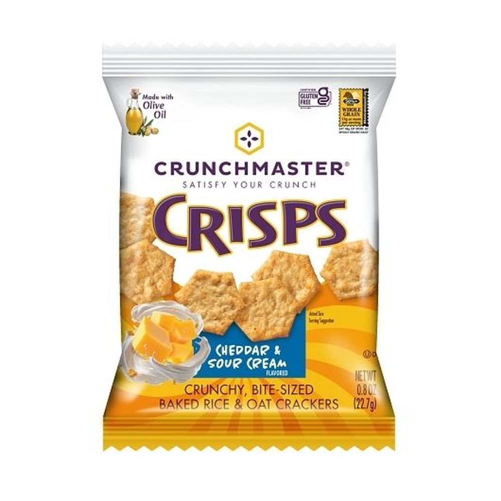 Crunchmaster Cheddar And Sour Cream Rice And Oatmeal Bites Crisps, 0.8 Ounce -- 75 Per Case