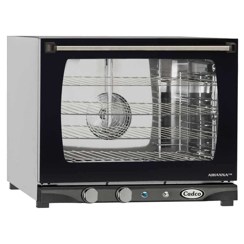 Cadco Heavy-duty Stainless Steel 220 Volt Countertop Convection Oven With Manual Controls And Humidity, 4 Half Size Sheet Pan Capacity, 23 5/8 X 20 X 28 1/8 Inch