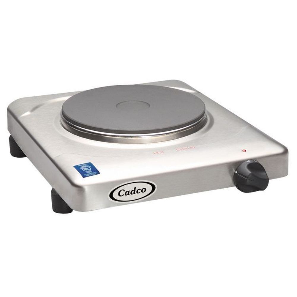 Cadco Heavy Duty Stainless Steel 120 Volt Portable Cast Iron Single Hot Plate, 11 1/2 X 3 X 14 Inch