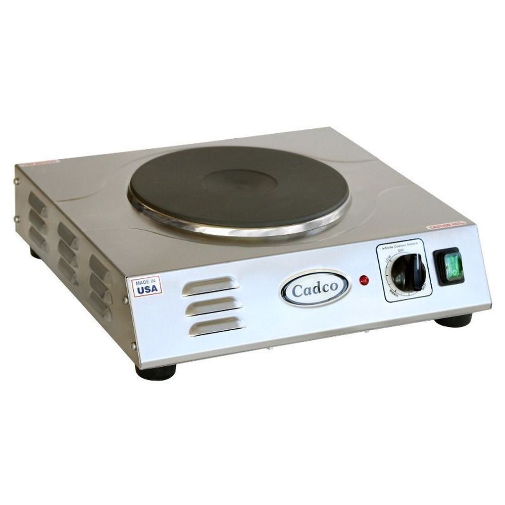 Cadco Heavy Duty Stainless Steel 220 Volt Portable Cast Iron Single Hot Plate, 15 X 4 1/2 X 14 Inch