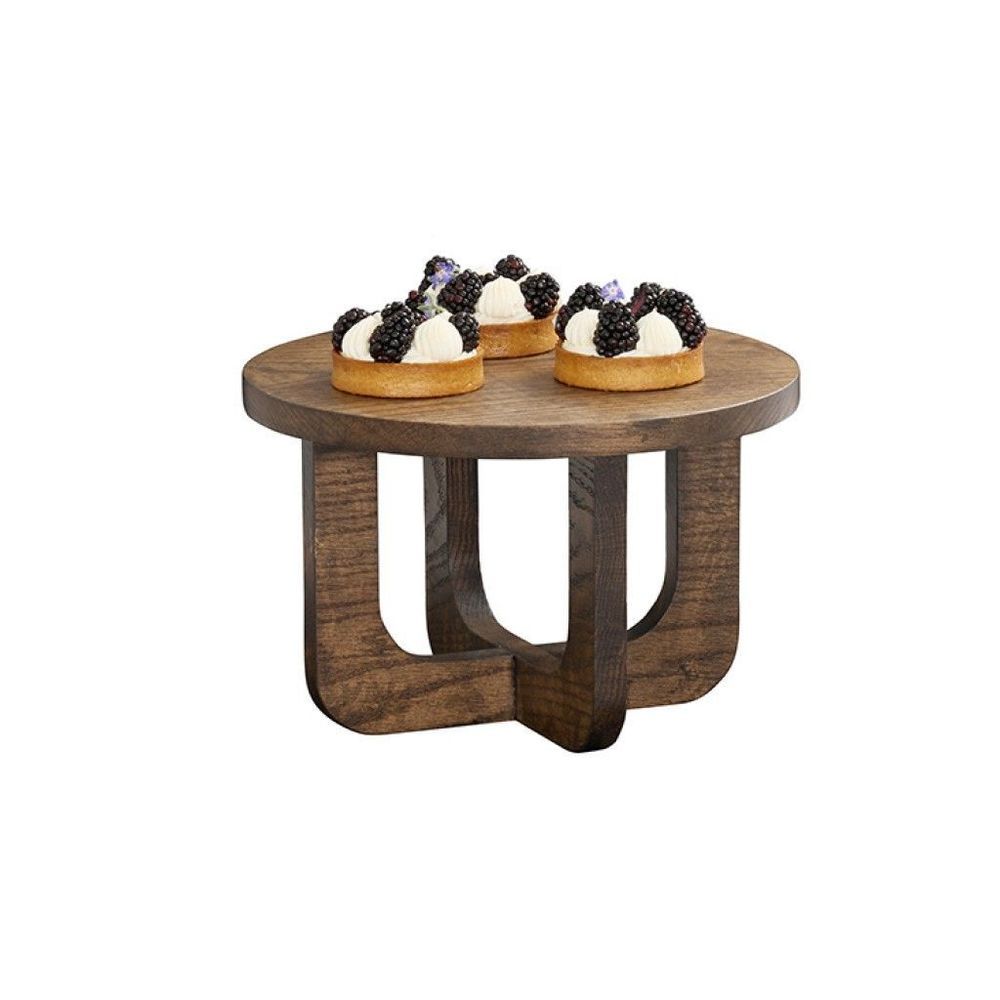 Cal-mil Melrose Collection Chocolate Brown Oak Wood Round Riser, 12 X 8 Inch