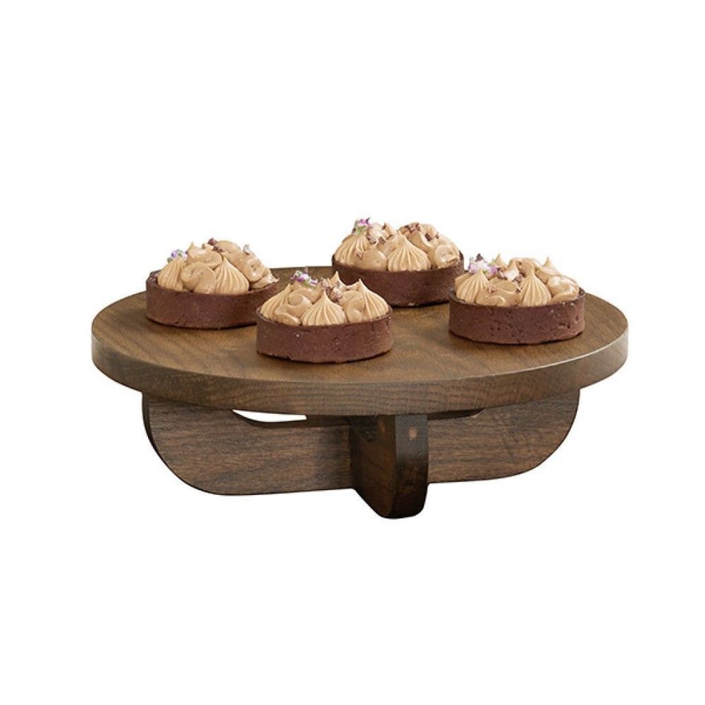 Cal-mil Melrose Collection Chocolate Brown Oak Wood Round Riser, 12 X 4 Inch