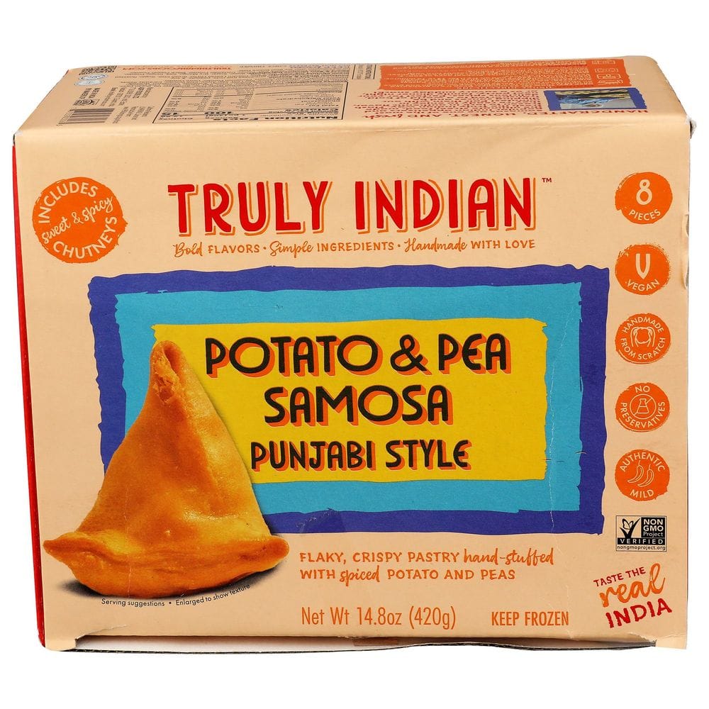 Truly Indian Punjabi Style Potato And Pea Samosa With 2 Chutneys, 14.8 Ounce -- 6 Per Case