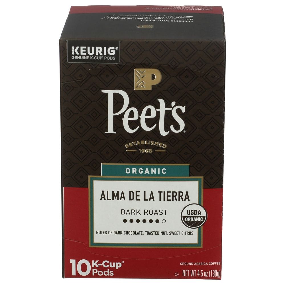 Peet's Organic Alma De La Tierra Dark Roast K-cup Coffee Pods, 10 Count -- 6 Per Case