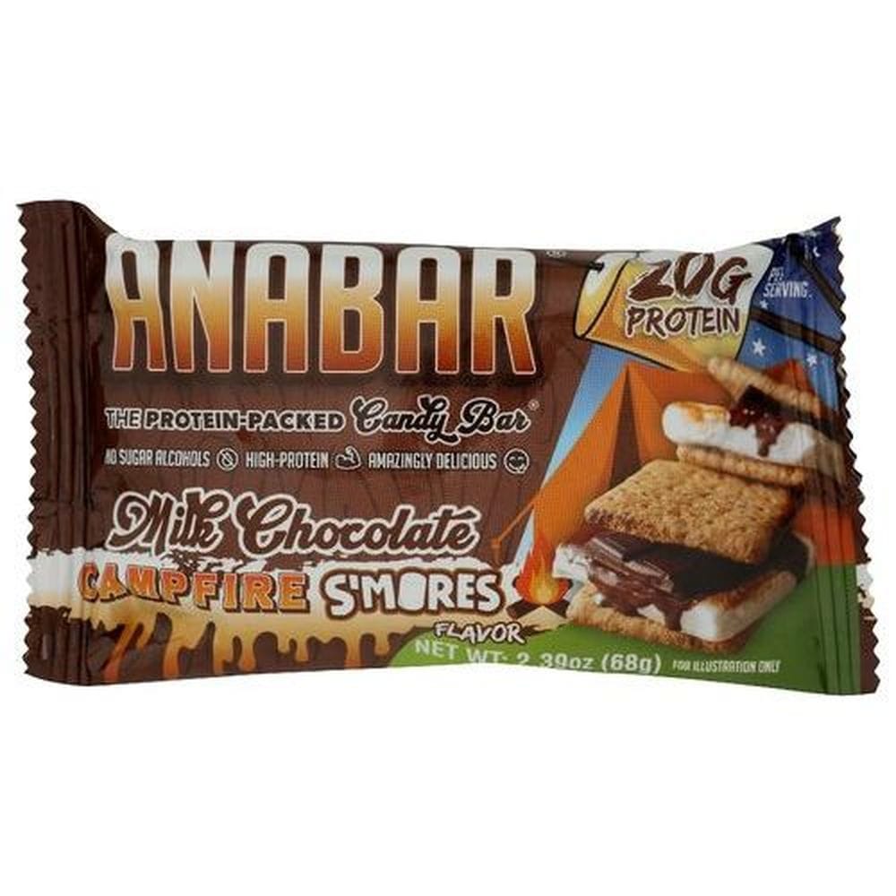 Anabar Milk Chocolate Campfire S'mores Protein Candy Bar, 2.39 Ounce -- 12 Per Case