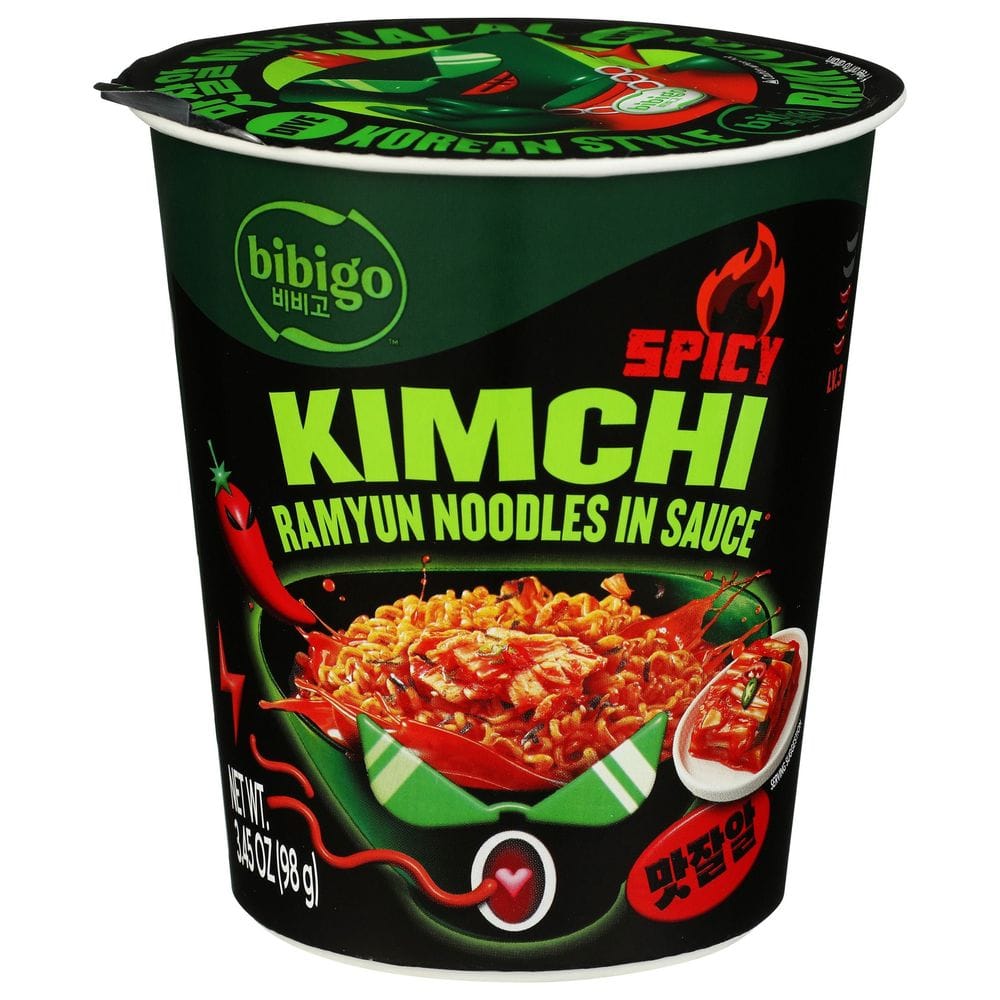 Bibigo Spicy Kimchi Ramyun Noodles In Sauce, 3.45 Ounce Cup -- 6 Per Case
