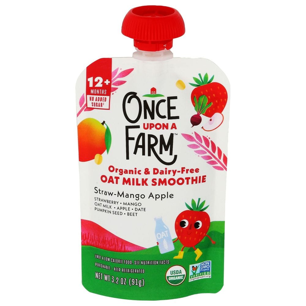 Once Upon A Farm Organic Dairy Free Straw-mango Apple Oat Milk Smoothie For 12 Plus Months Baby, 3.2 Fluid Ounce -- 8 Per Case