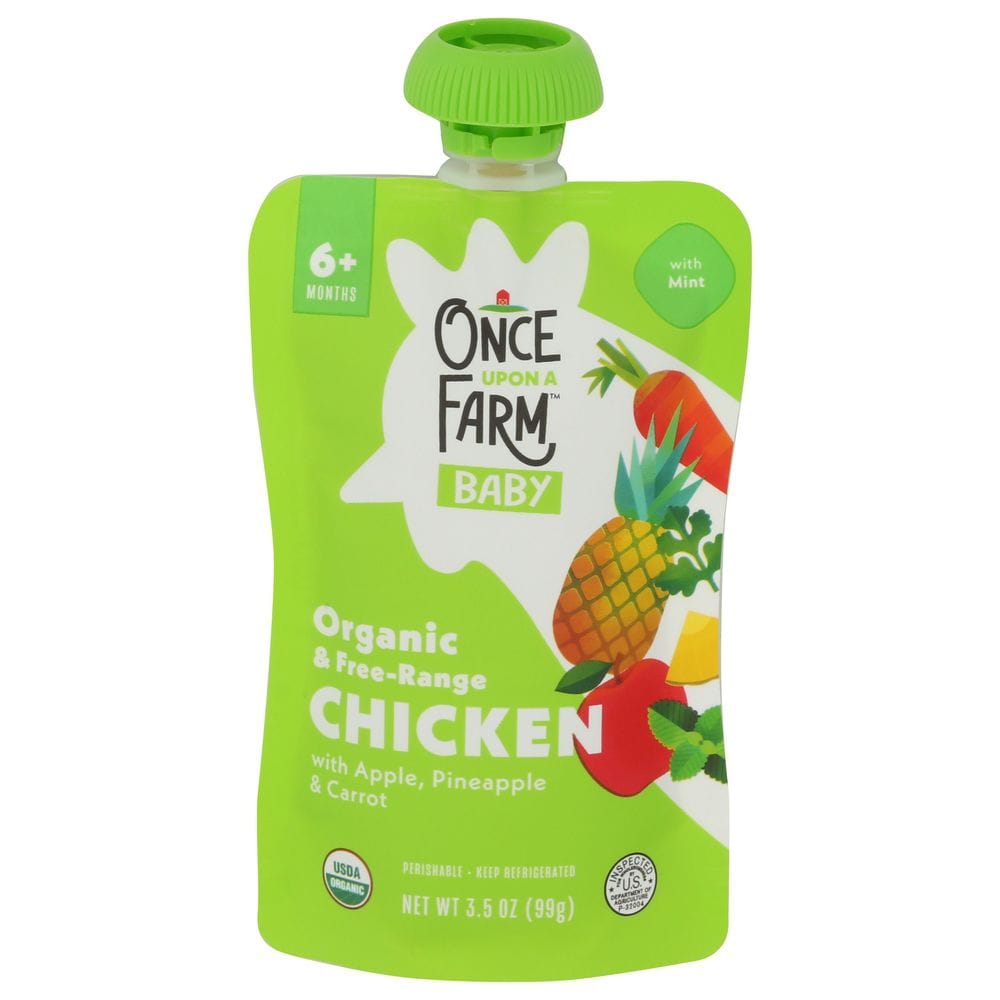 Once Upon A Farm Organic Free Range Apple, Pineapple, Chicken And Carrot For 6 Plus Months Baby, 3.5 Ounce Pouch -- 8 Per Case