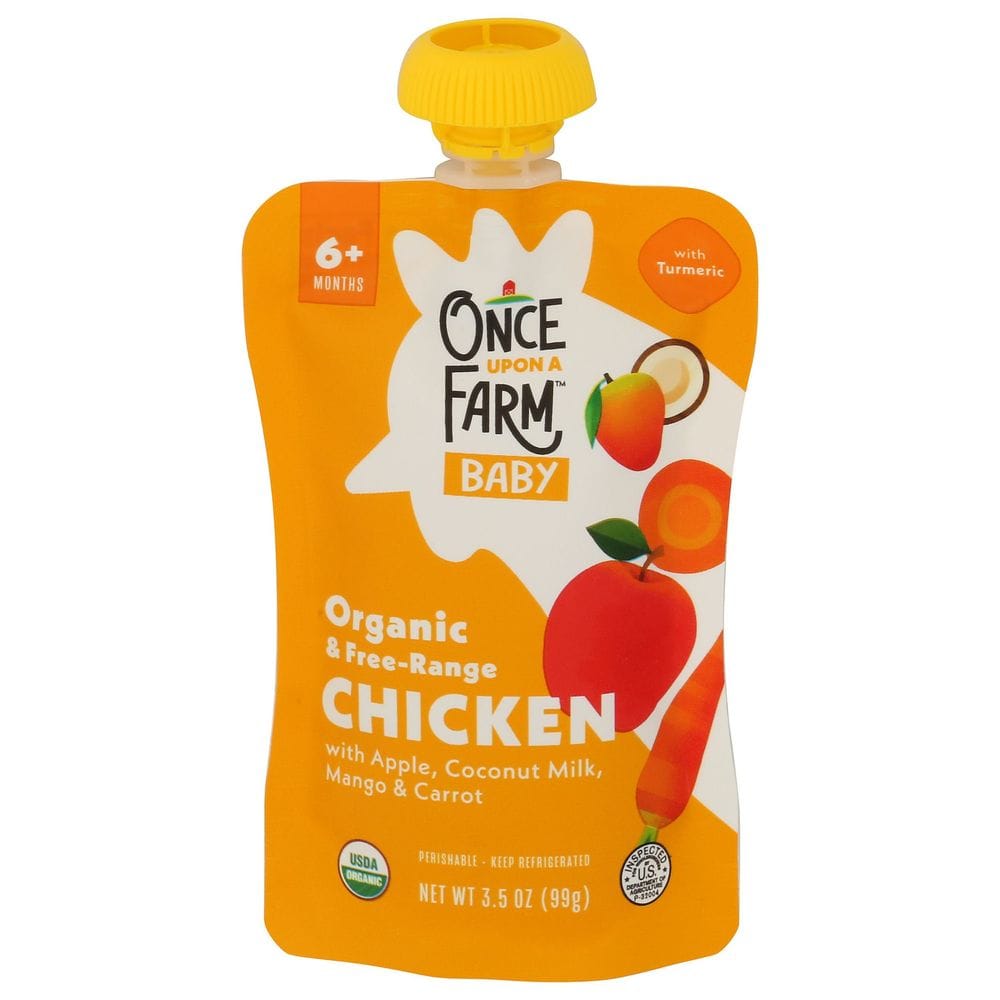 Once Upon A Farm Organic Apple, Coconut Milk, Chicken And Mango For 6 Plus Months Baby, 3.5 Ounce Pouch -- 8 Per Case