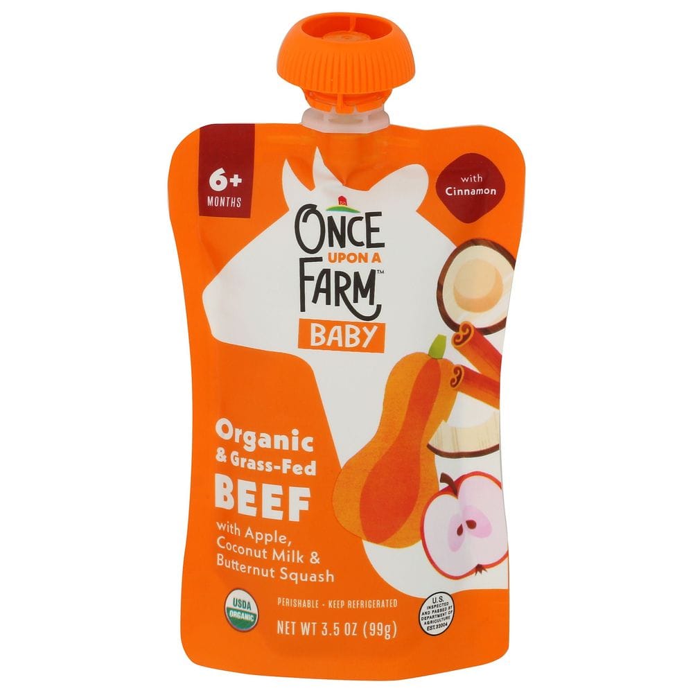 Once Upon A Farm Organic Apple, Coconut Milk, Beef And Butternut Squash For 6 Plus Months Baby, 3.5 Ounce Pouch -- 8 Per Case