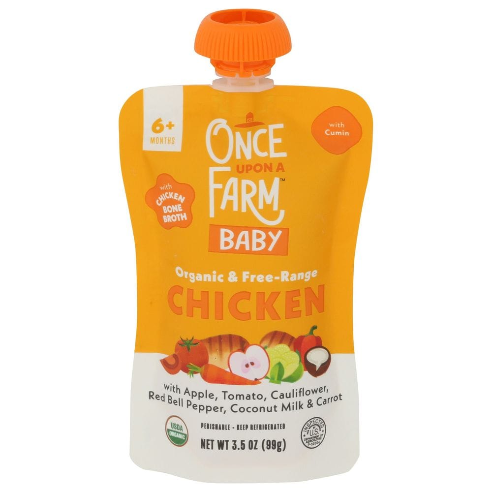 Once Upon A Farm Organic Apple Tomato And Cauliflower Chicken Bone Broth For 6 Plus Months Baby, 3.5 Ounce Pouch -- 8 Per Case