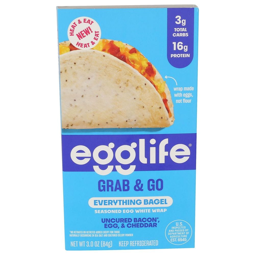 Egglife Everything Bagel Egg White Wrap With Bacon Egg And Cheese, 3 Ounce -- 8 Per Case