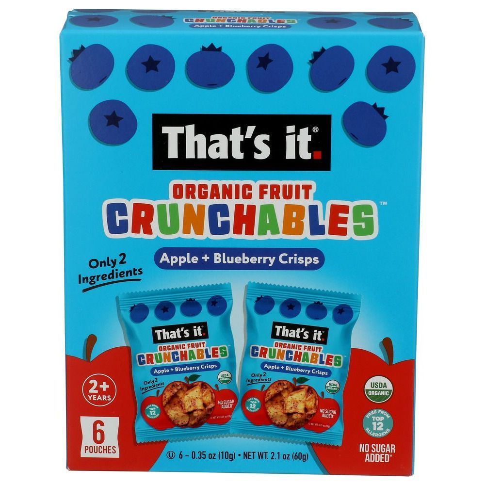 That's It Crunchables Organic Apple And Blueberry Crisps, 2.1 Ounce -- 6 Per Case