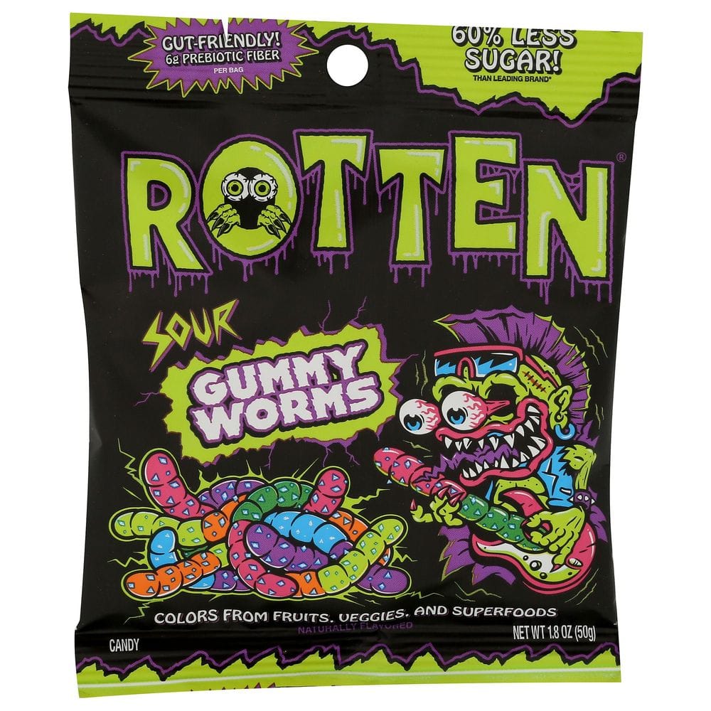 Rotten Sour Gummy Worms Candy, 1.8 Ounce -- 8 Per Case