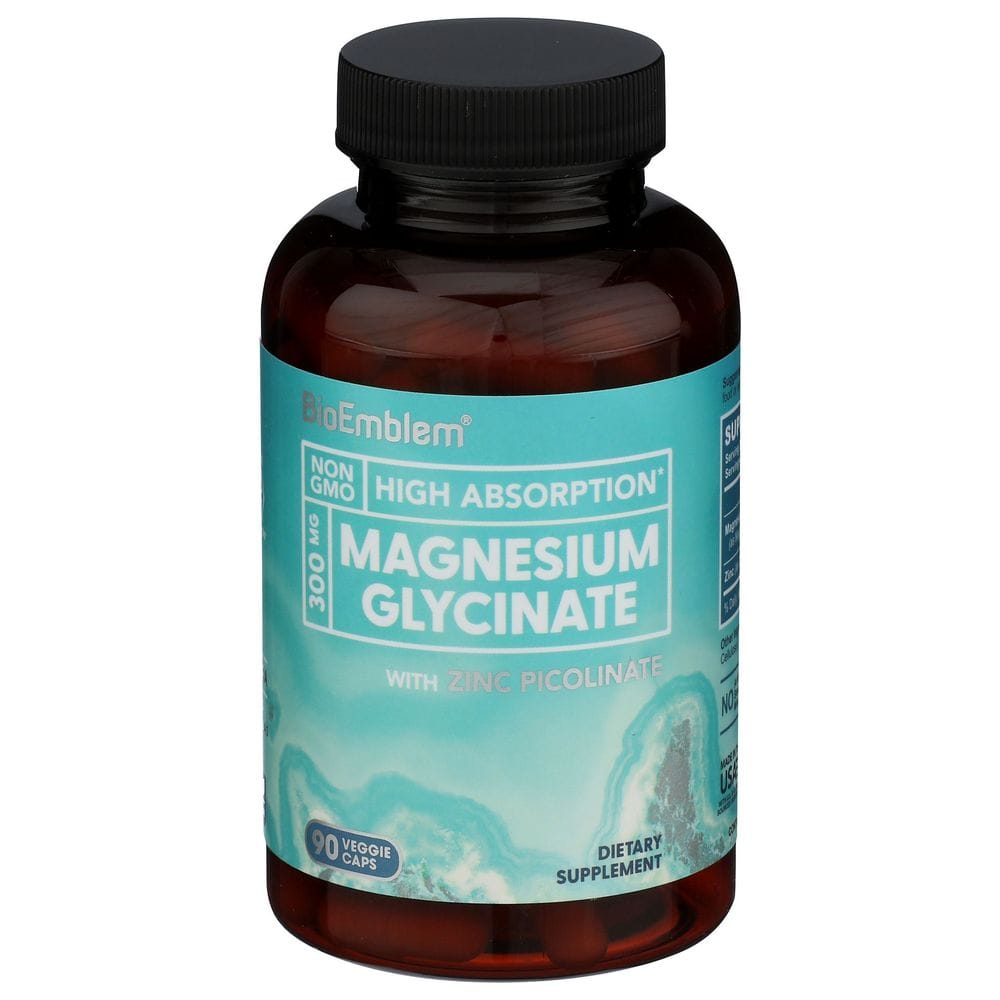 Bioemblem 300 Mg Magnesium Glycinate With Zinc Picolinate Veggie Capsules, 90 Count