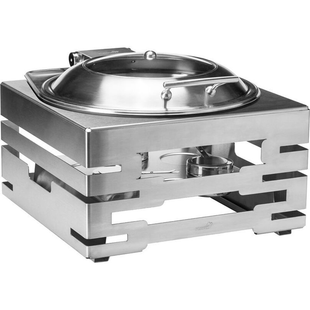 Rosseto Multi-chef Square Stainless Steel Warmer With Round Soft Close Chafer And 3 Fuel Holders