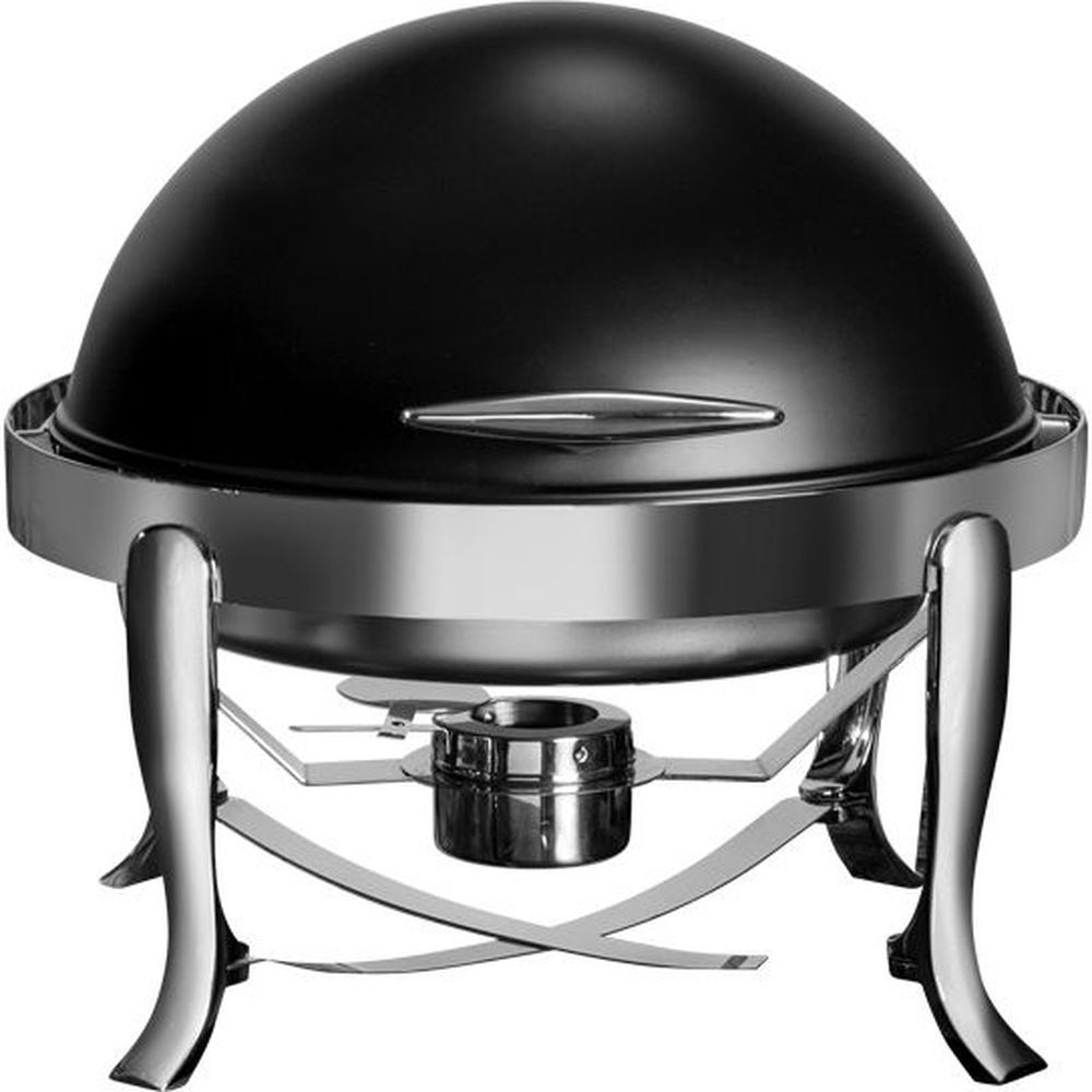 Rosseto Roll Top Matte Black Round Chafer With 6 Liter Food Pan