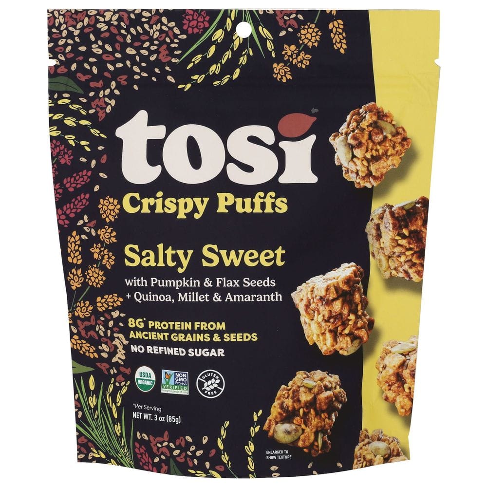 Tosi Organic Salty Sweet Crispy Puffs, 3 Ounce -- 4 Per Case