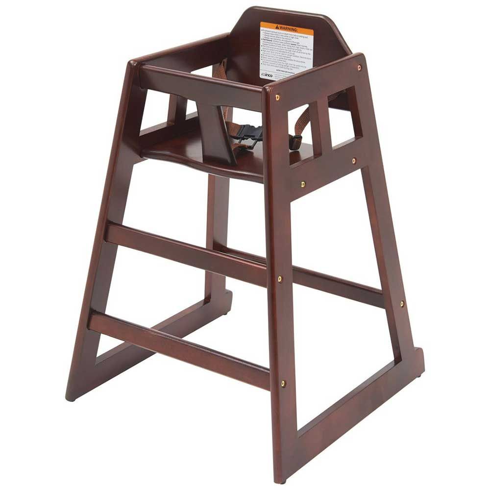 Winco Mahogany Rubberwood Assembled High Chair, 20.13 X 19.38 X 29.25 Inch
