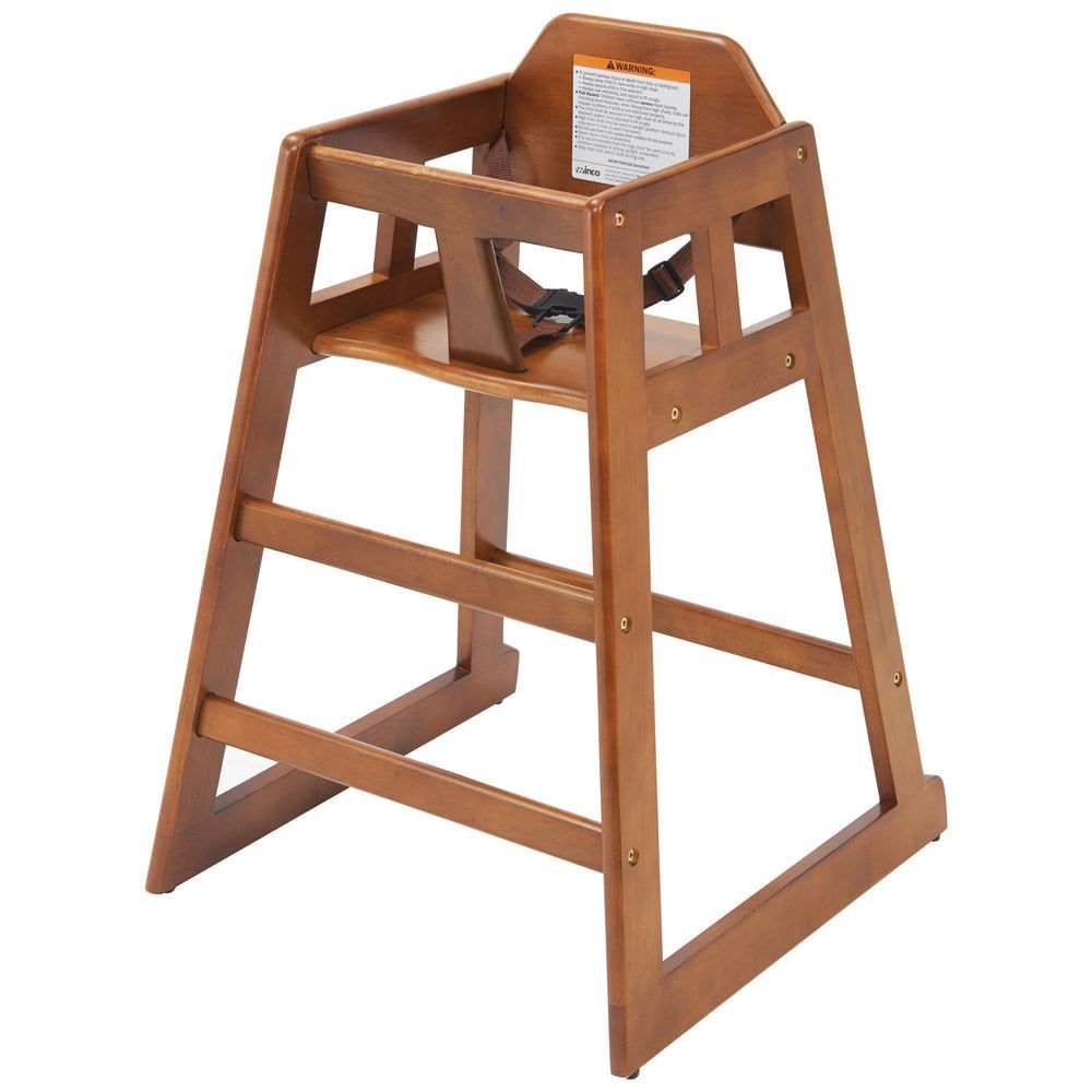 Winco Walnut Rubberwood Assembled High Chair, 20.13 X 19.38 X 29.25 Inch