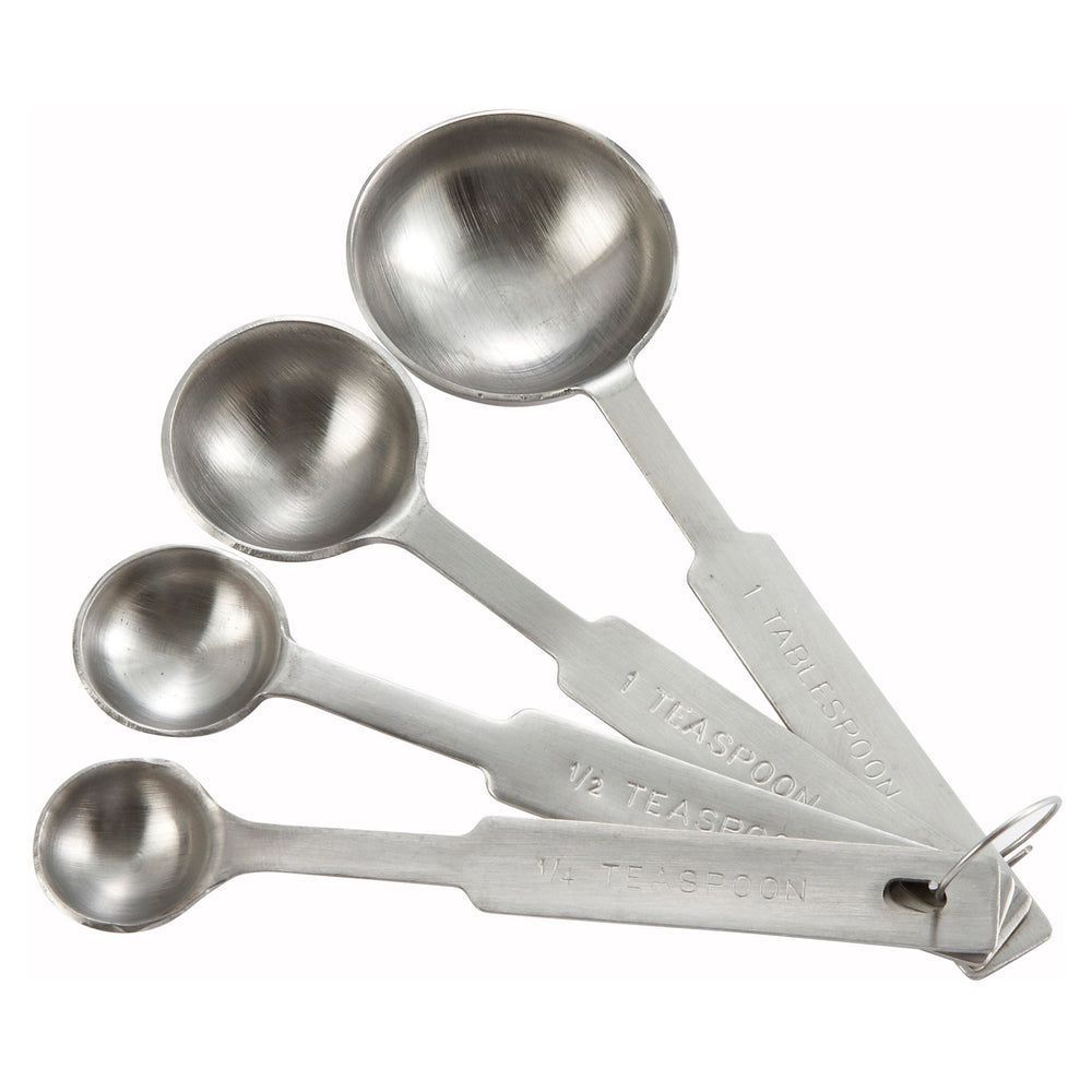 Winco Stainless Steel Deluxe 4 Piece Measuring Spoon Set