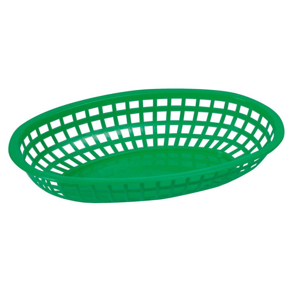 Winco Green Plastic Oval Fast Food Basket, 10 1/4 X 6 3/4 X 2 Inch -- 3 Per Case