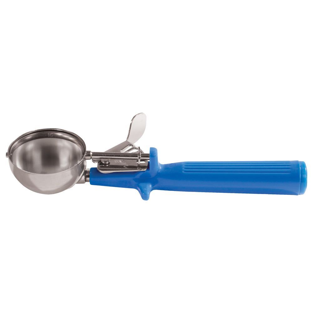 Winco 18/8 Stainless Steel Size 16 One Piece Thumb Press Disher With Blue Handle, 2 Ounce Capacity -- 12 Per Case