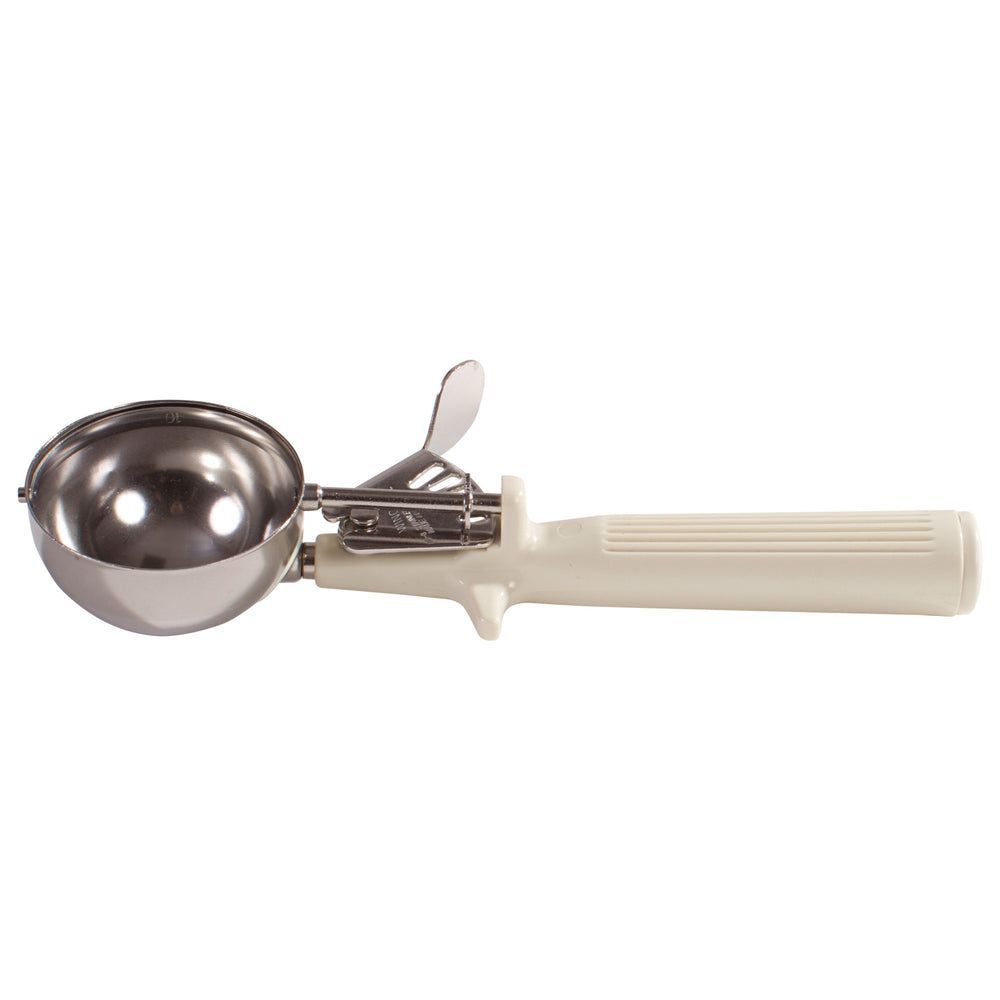 Winco 18/8 Stainless Steel Size 10 One Piece Thumb Press Disher With Ivory Handle, 3 1/4 Ounce Capacity -- 12 Per Case
