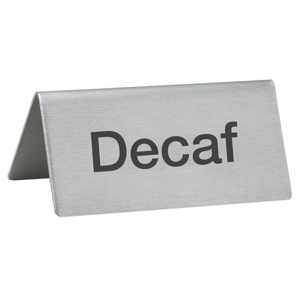 Winco Stainless Steel Decaf Standing Tent Sign, 3 X 1 1/4 X 1 1/2 Inch -- 12 Per Case