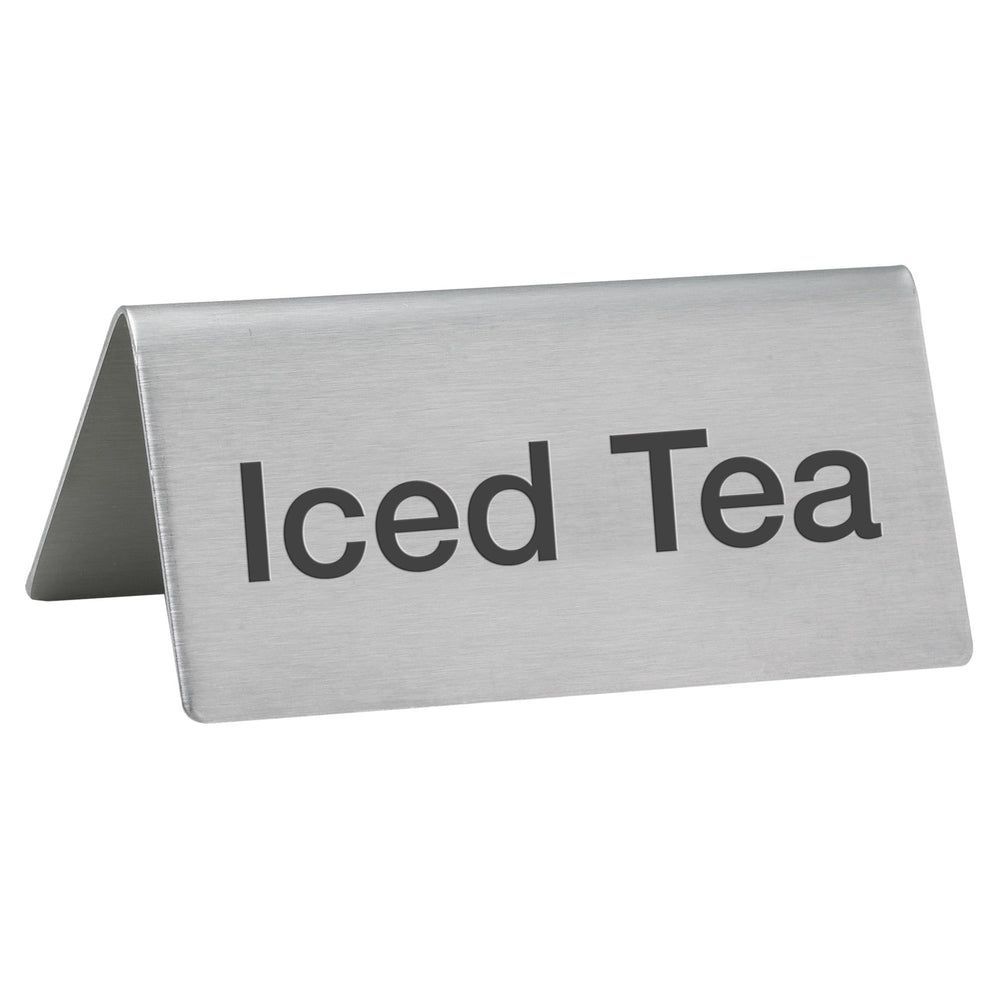 Winco Stainless Steel Iced Tea Standing Tent Sign, 3 X 1 1/4 X 1 1/2 Inch -- 12 Per Case