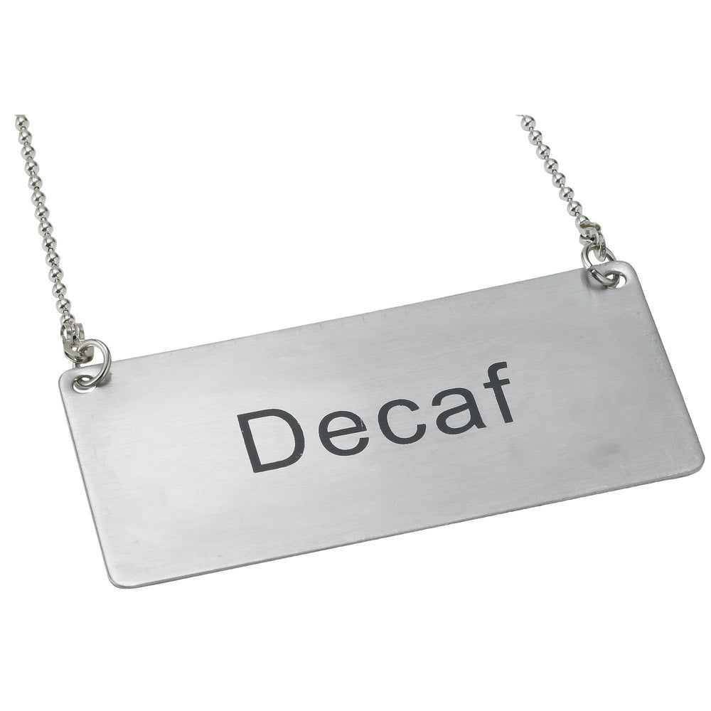 Winco Stainless Steel Decaf Hanging Chain Sign, 3 1/2 X 1 3/4 Inch -- 12 Per Case
