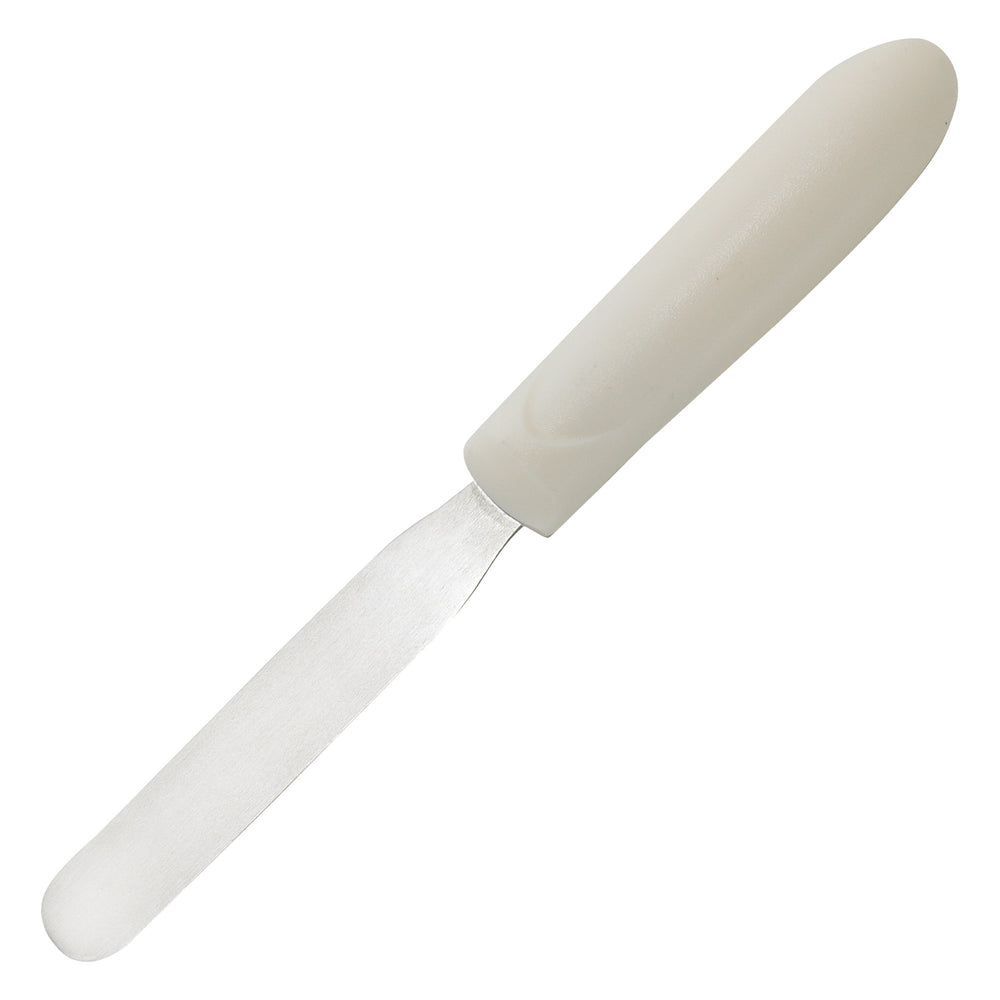 Winco Stainless Steel Bakery Spatula With White Polypropylene Handle, 4 X 3/4 Inch Blade -- 12 Per Case