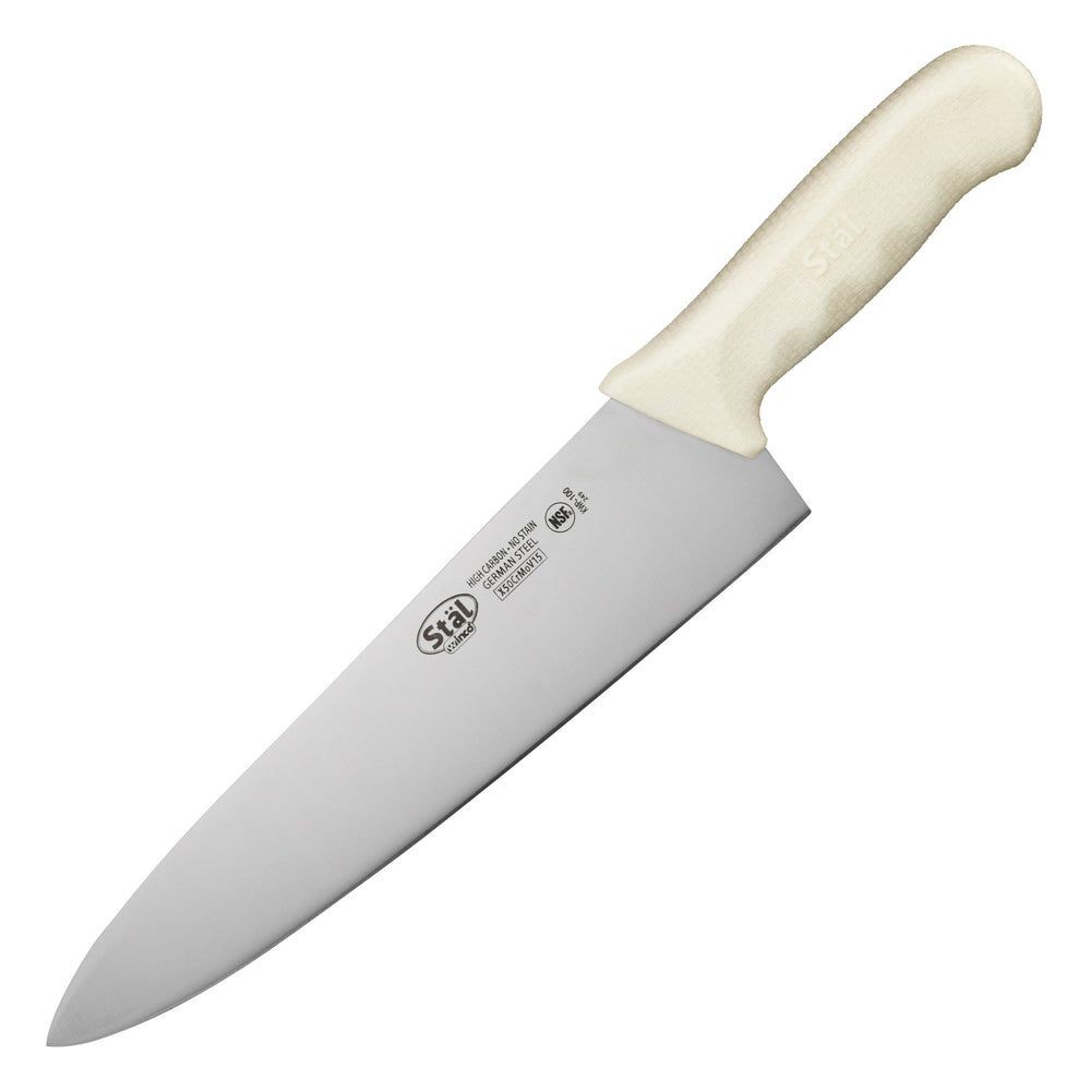 Winco Stal Chefs Knife With White Polypropylene Handle, 10 Inch Blade -- 6 Per Case