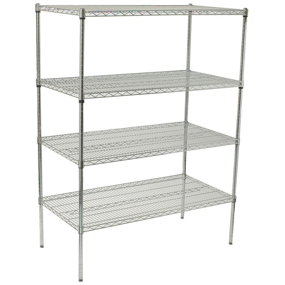 Winco Chrome-plated 4-tier Wire Shelving Set, 24 X 36 X 72 Inch