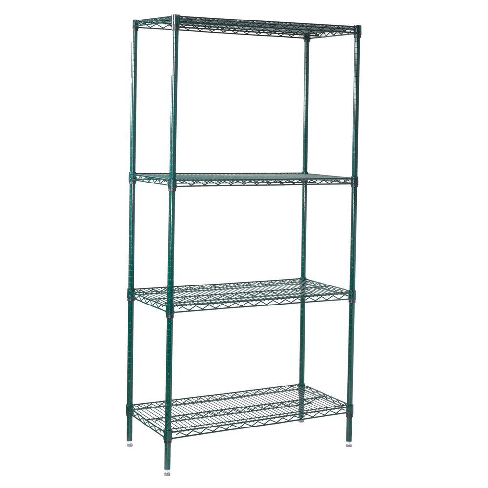 Winco Green Epoxy-coated 4-tier Wire Shelving Set, 18 X 48 X 72 Inch