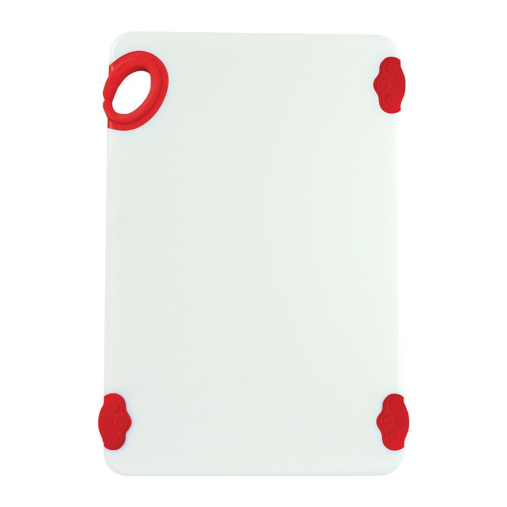 Winco Statik Board White/red Cutting Board With Hook, 12 X 18 X 1/2 Inch -- 6 Per Case