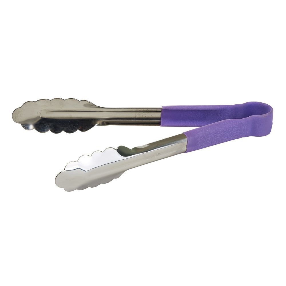 Winco Stainless Steel Allergen-free Utility Tong With Purple Polypropylene Handle, 9 Inch -- 6 Per Case