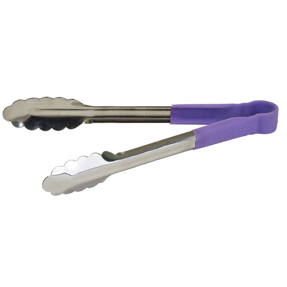 Winco Stainless Steel Allergen-free Utility Tong With Purple Polypropylene Handle, 12 Inch -- 6 Per Case